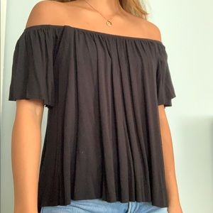 Urban Outfitters Off the Shoulder Black Flowy Top